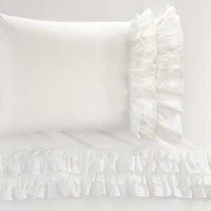 LoveShackFancy x Pottery Barn Bow Ruffle Trim Twin / XL Sheet Set Ivory NWT